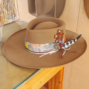 Hand made beaver felt hat. Hand blocked, hand creased, hand painted.